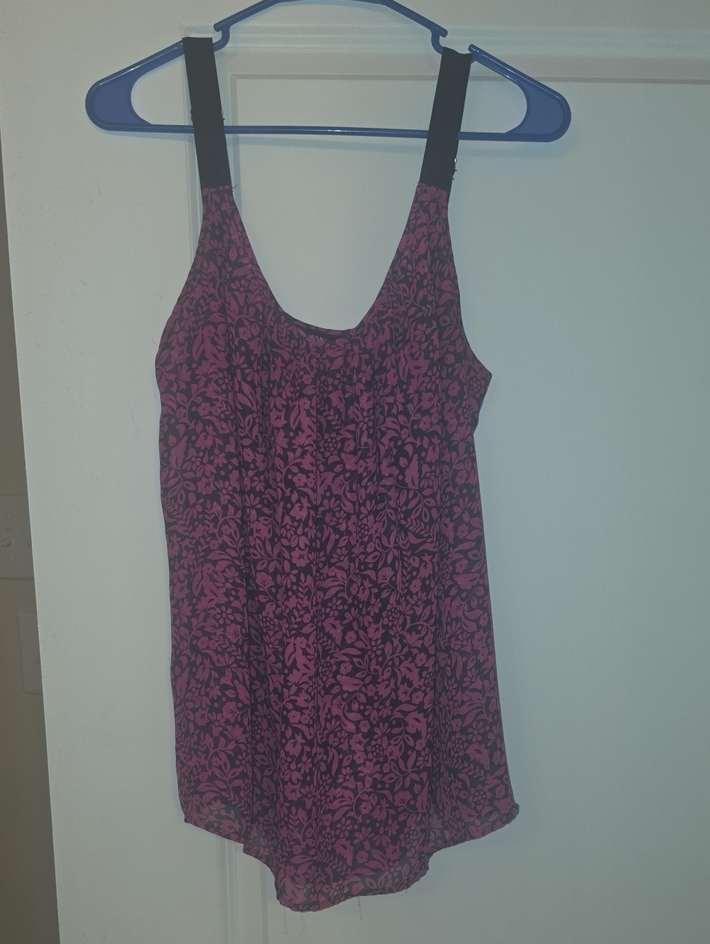 Lane Bryant Pink Floral-Print Camisole with Black Straps
